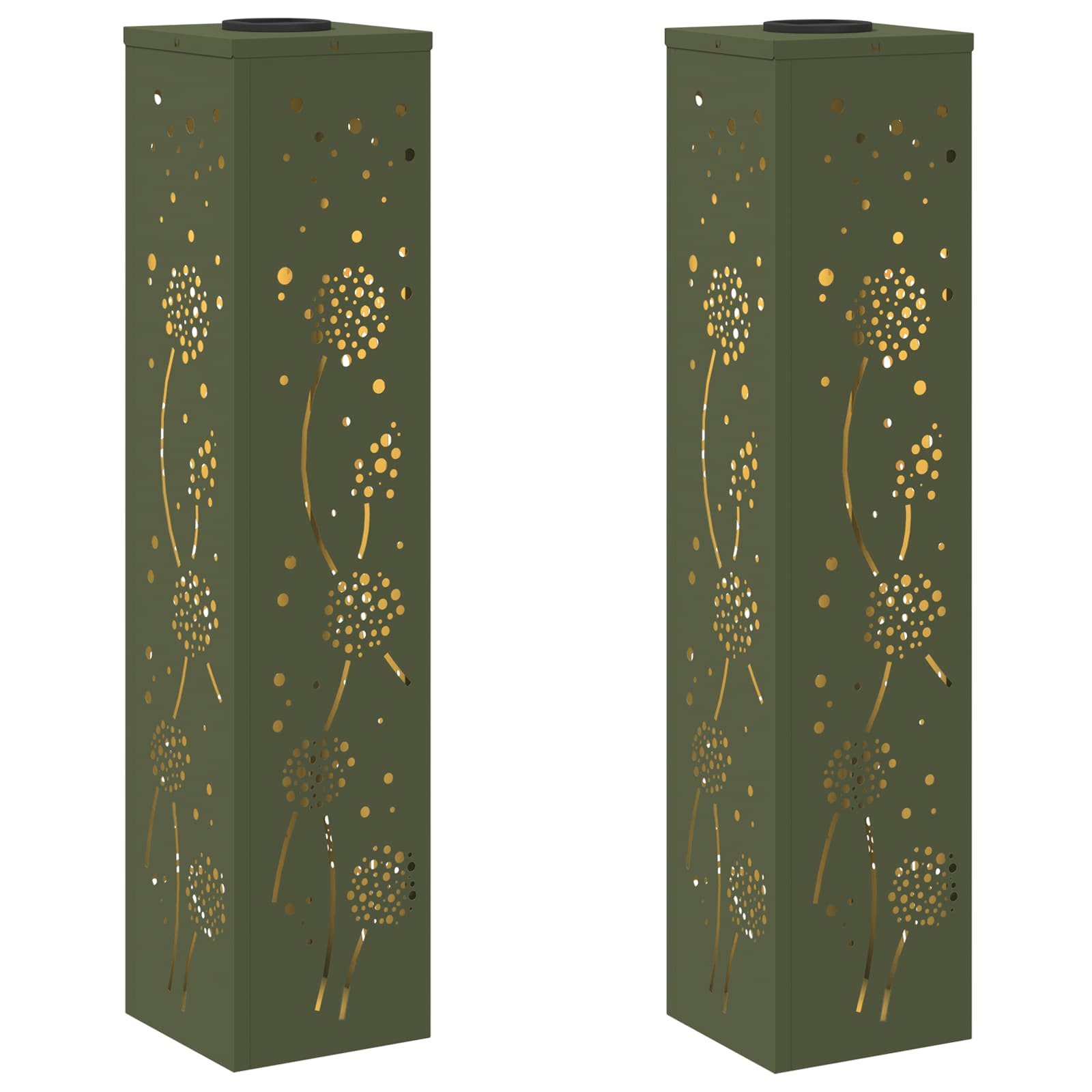 Faro LED solare per sentieri 2 pcs Verde oliva