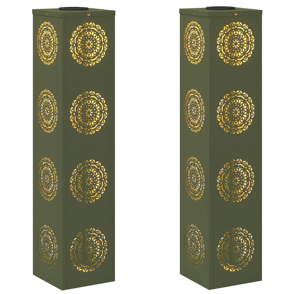 Faro LED solare per sentieri 2 pcs Verde oliva