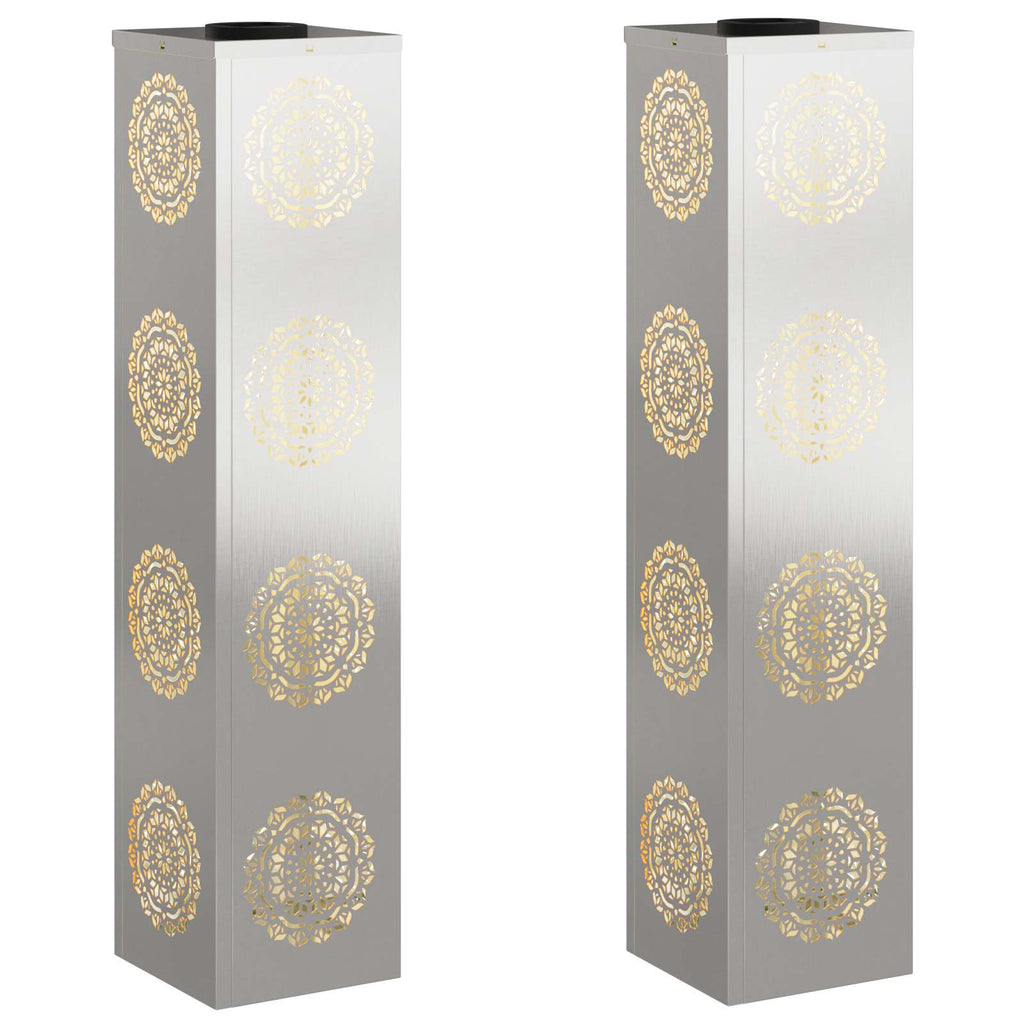 Faro LED solare per sentieri 2 pcs Argento Acciaio inossidabile