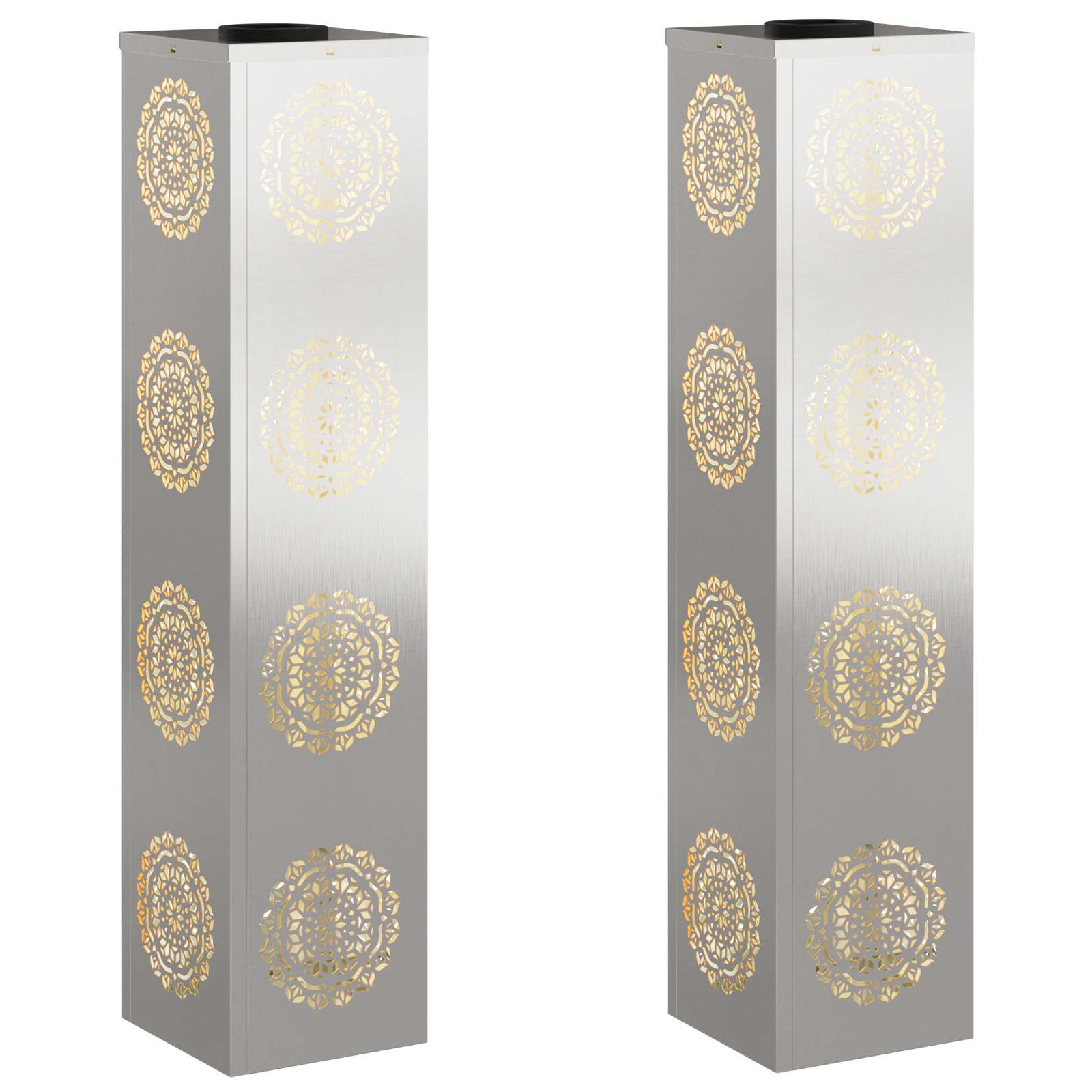 Faro LED solare per sentieri 2 pcs Argento Acciaio inossidabile