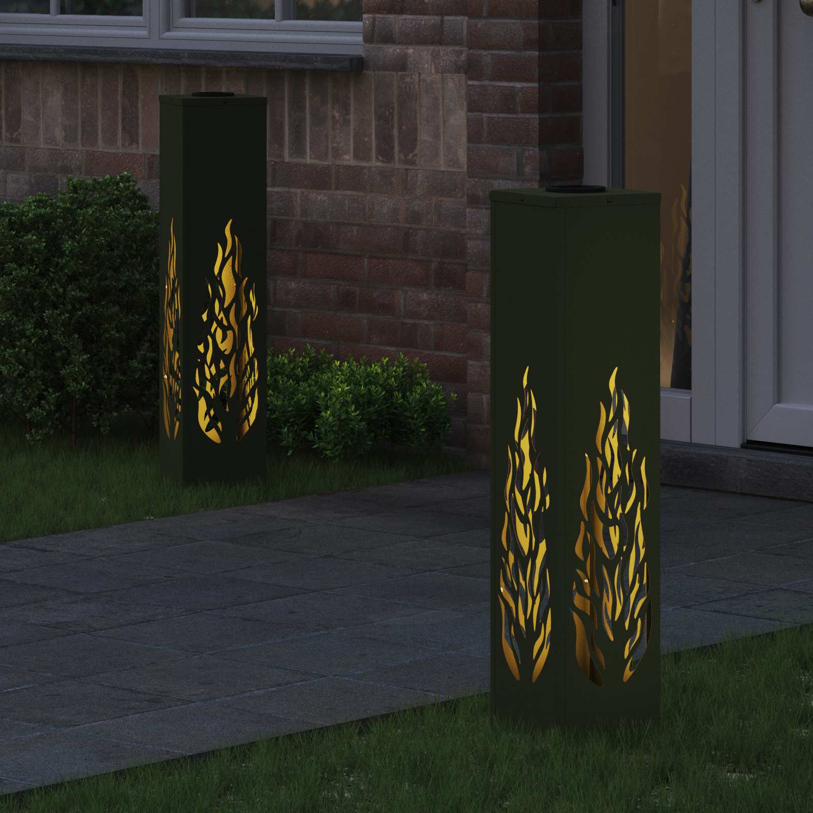 Faro LED solare per sentieri 2 pcs Verde oliva
