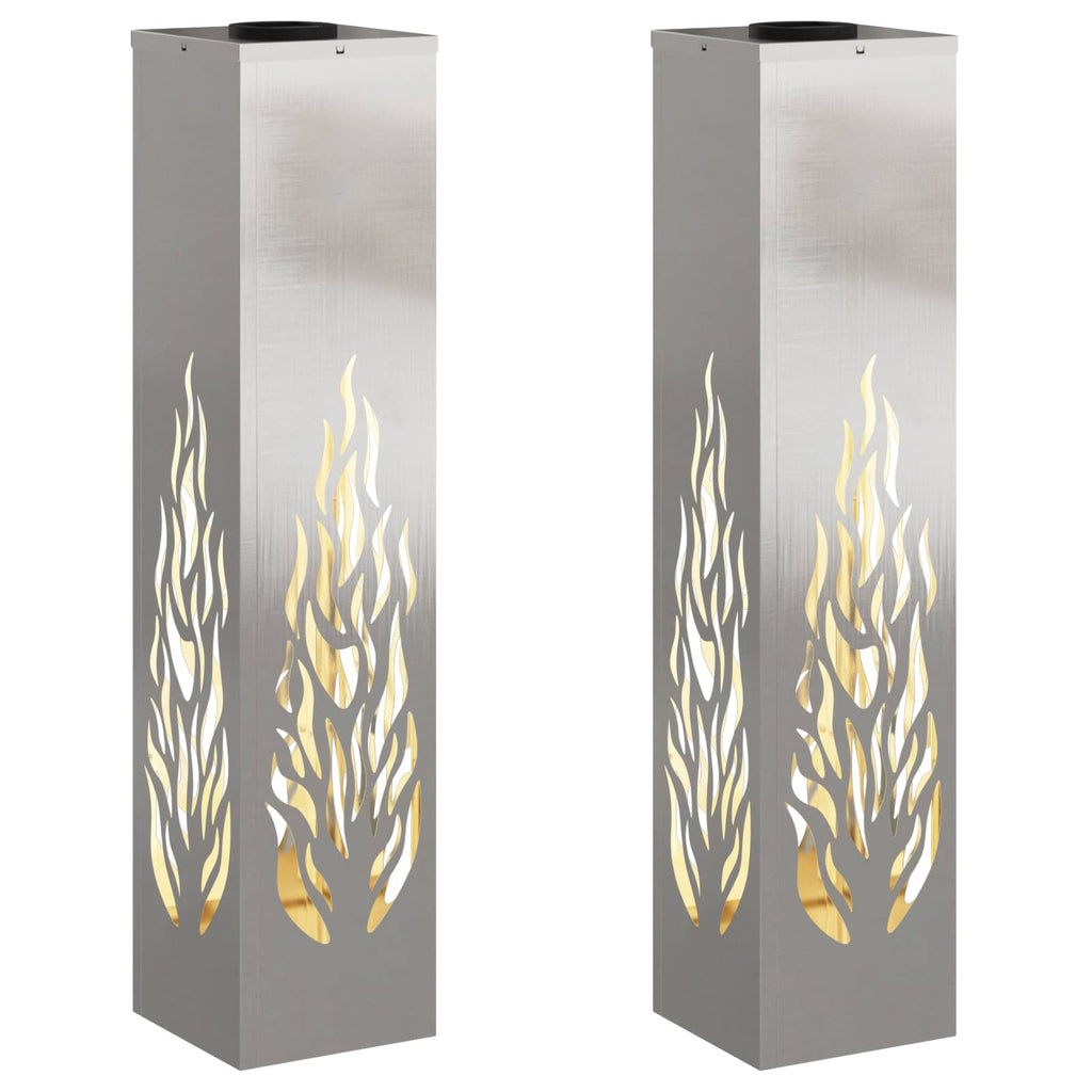 Faro LED solare per sentieri 2 pcs Argento Acciaio inossidabile
