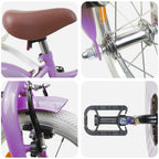 Bicicletta per Bambini 16 Pollici per bambini di 4-6 anni Viola