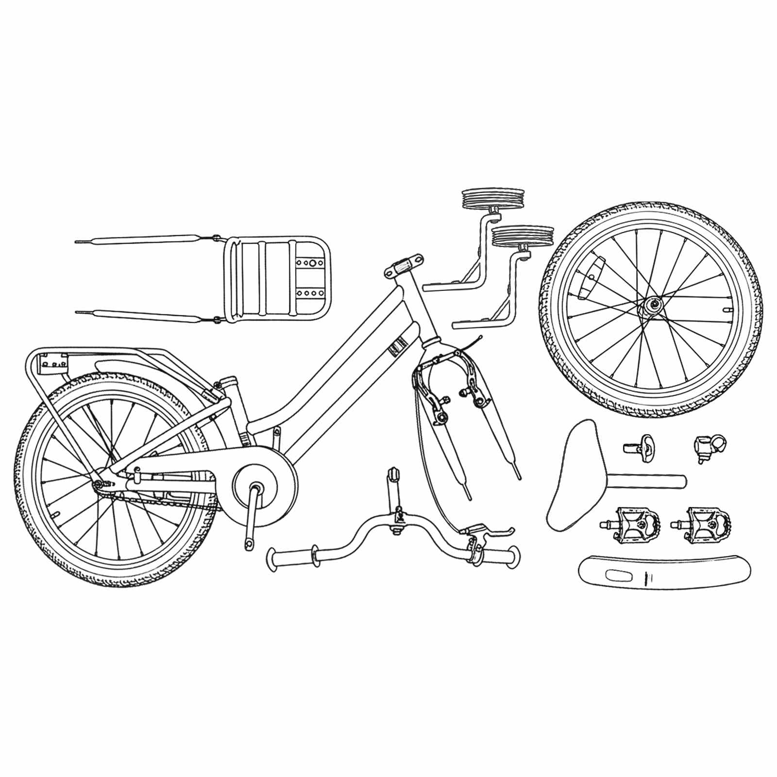 Bicicletta per Bambini 16 Pollici per bambini di 4-6 anni Nero