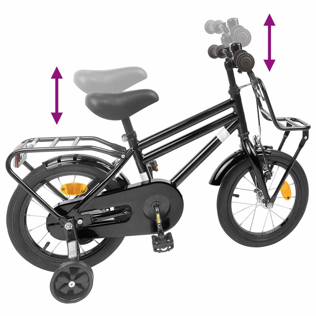 Bicicletta per Bambini 16 Pollici per bambini di 4-6 anni Nero