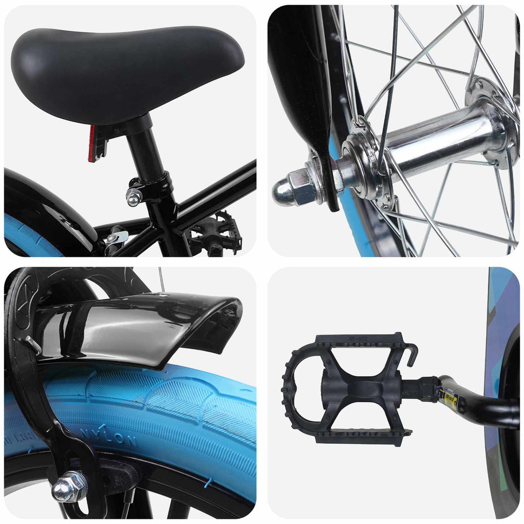 Bicicletta per Bambini 16 Pollici per bambini di 4-6 anni Nero
