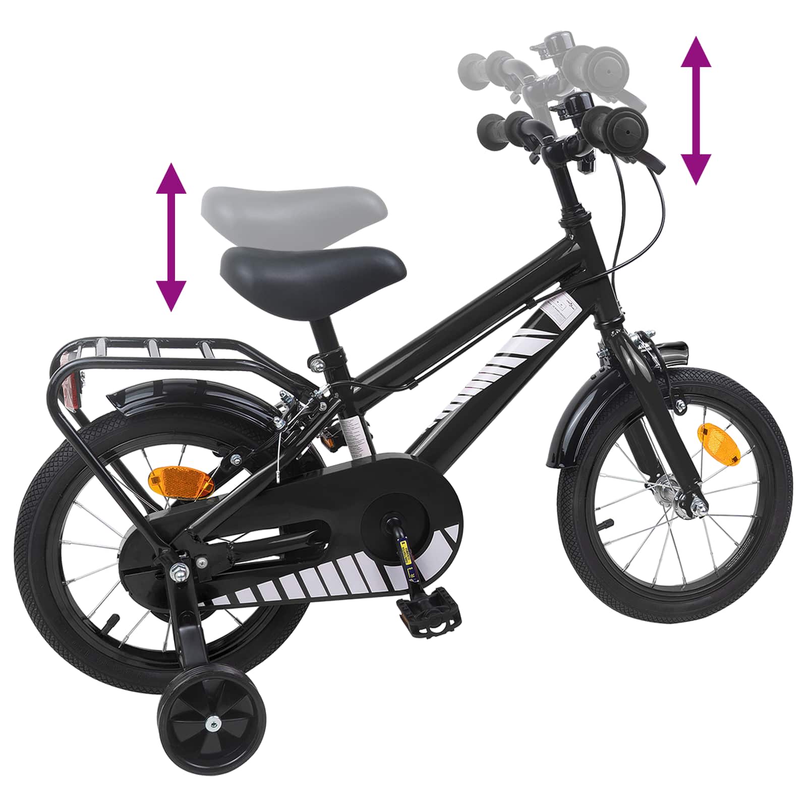 Bicicletta per Bambini 16 Pollici per bambini di 4-6 anni Nero