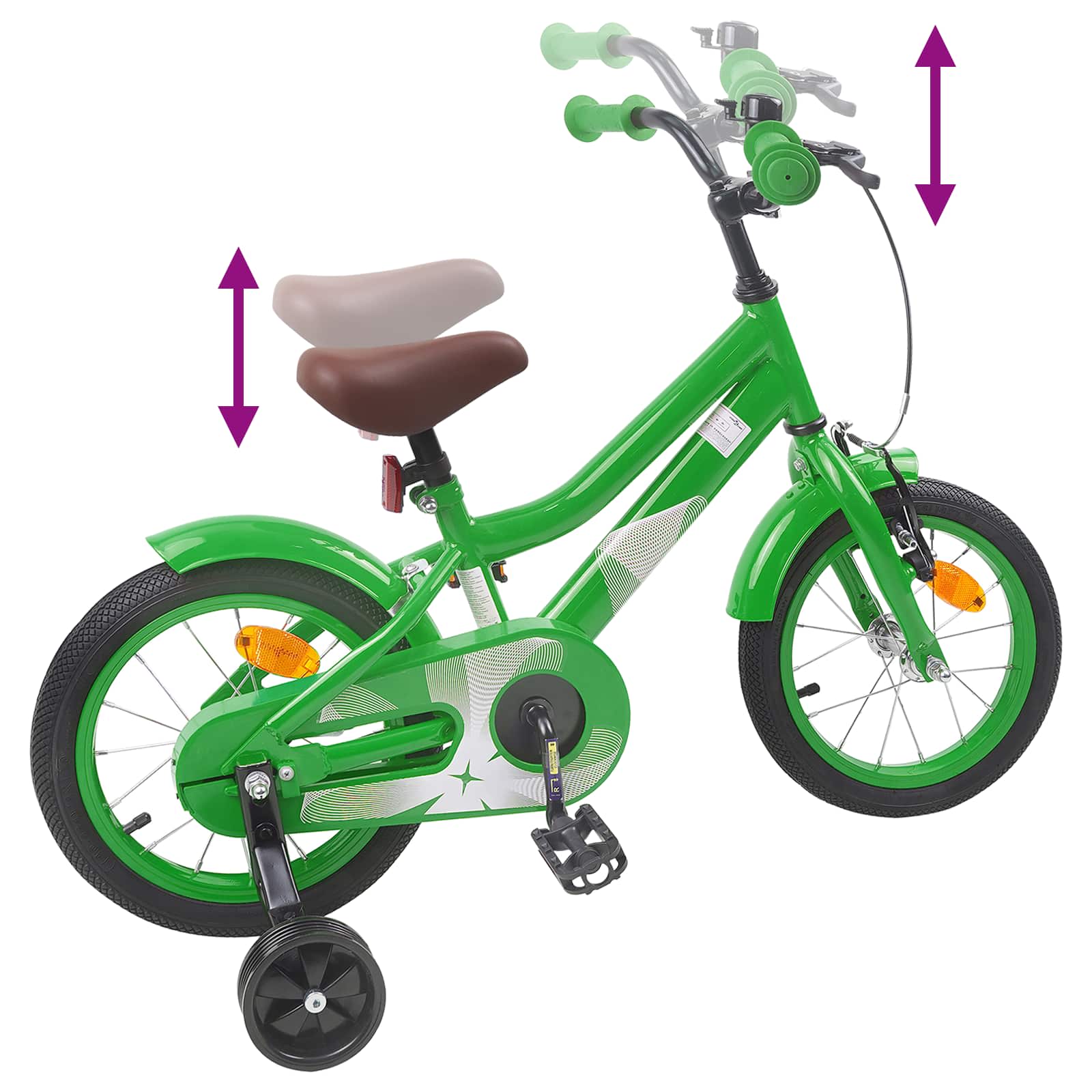 Bicicletta per Bambini 16 Pollici per bambini di 4-6 anni Verde
