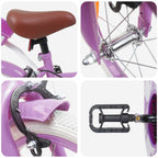 Bicicletta per Bambini 16 Pollici per bambini di 4-6 anni Viola
