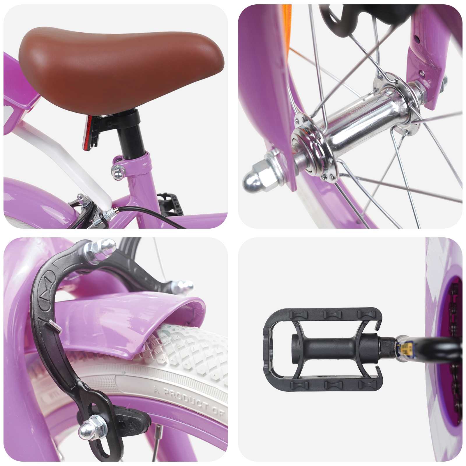 Bicicletta per Bambini 16 Pollici per bambini di 4-6 anni Viola