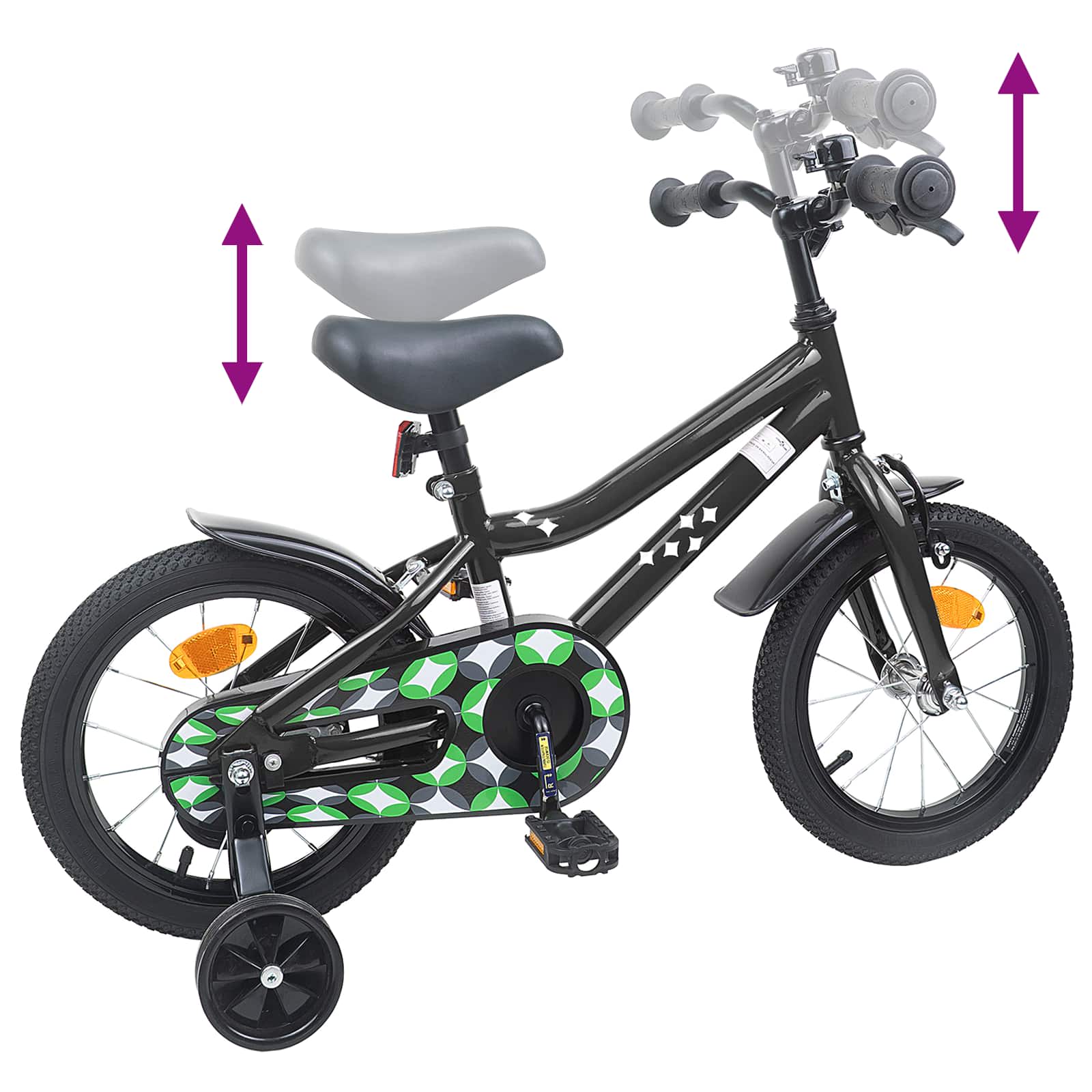 Bicicletta per Bambini 16 Pollici per bambini di 4-6 anni Nero
