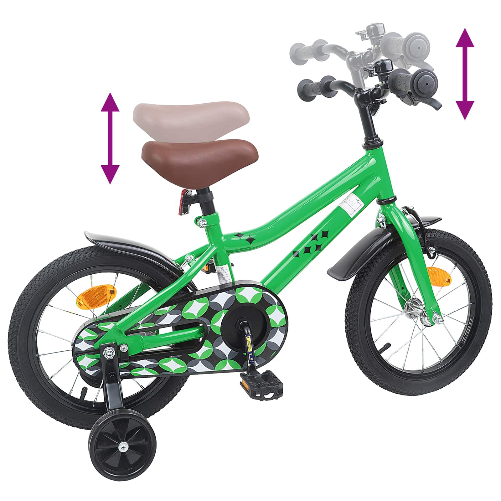 Bicicletta per Bambini 16 Pollici per bambini di 4-6 anni Verde