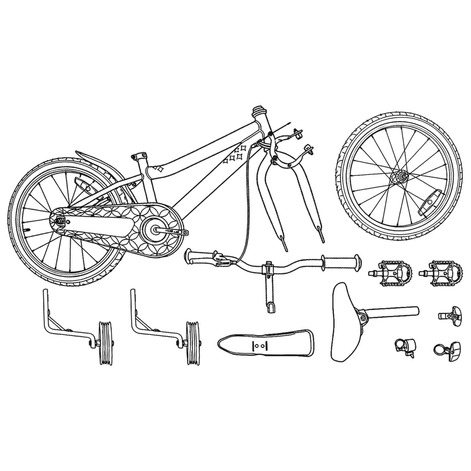 Bicicletta per Bambini 16 Pollici per bambini di 4-6 anni