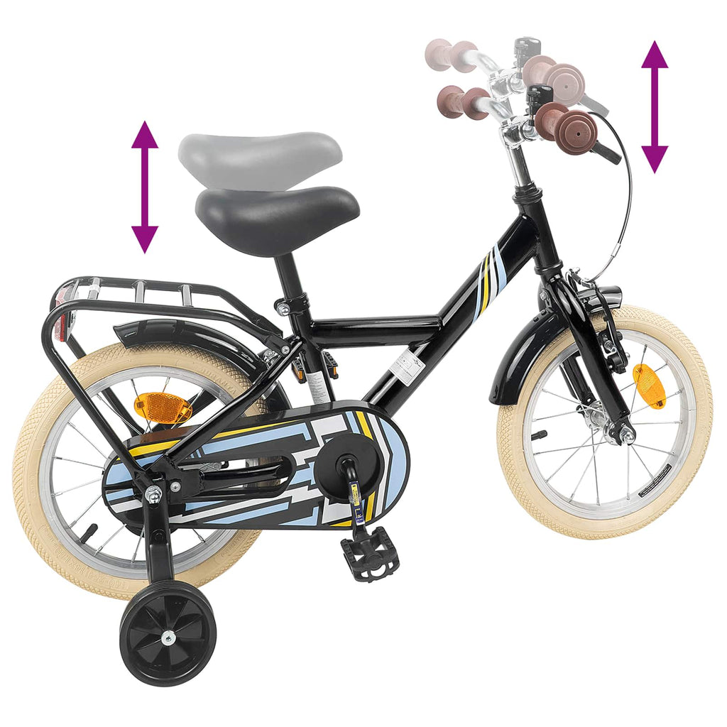 Bicicletta per Bambini 12 Pollici per bambini di 2-4 anni Nero
