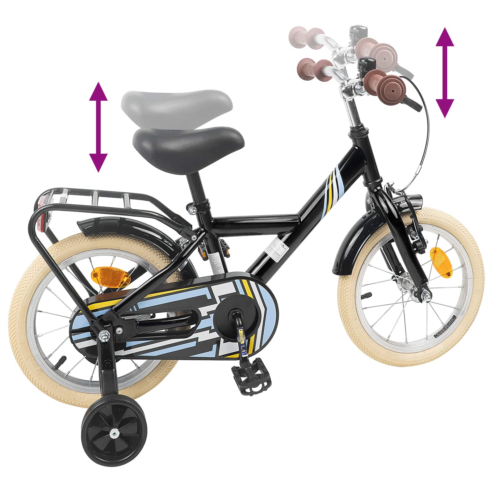 Bicicletta per Bambini 12 Pollici per bambini di 2-4 anni Nero