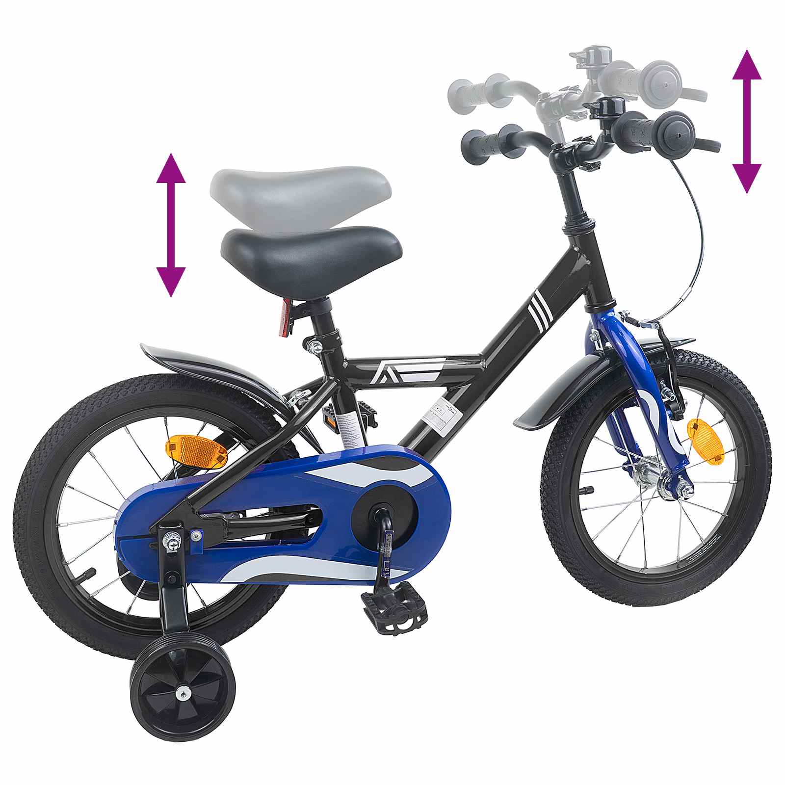 Bicicletta per Bambini 16 Pollici per bambini di 4-6 anni Nero