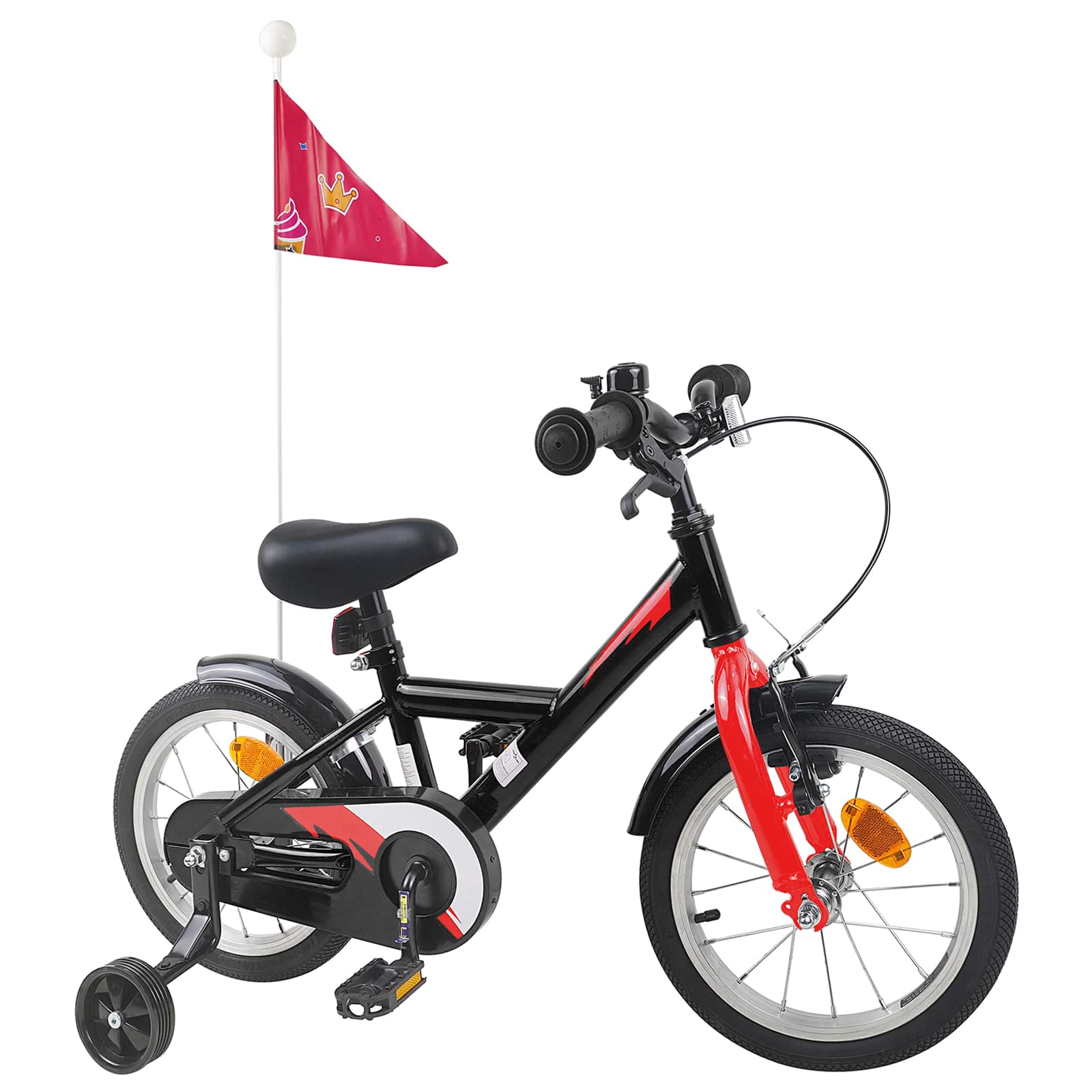 Bicicletta per Bambini 16 Pollici per bambini di 4-6 anni Nero