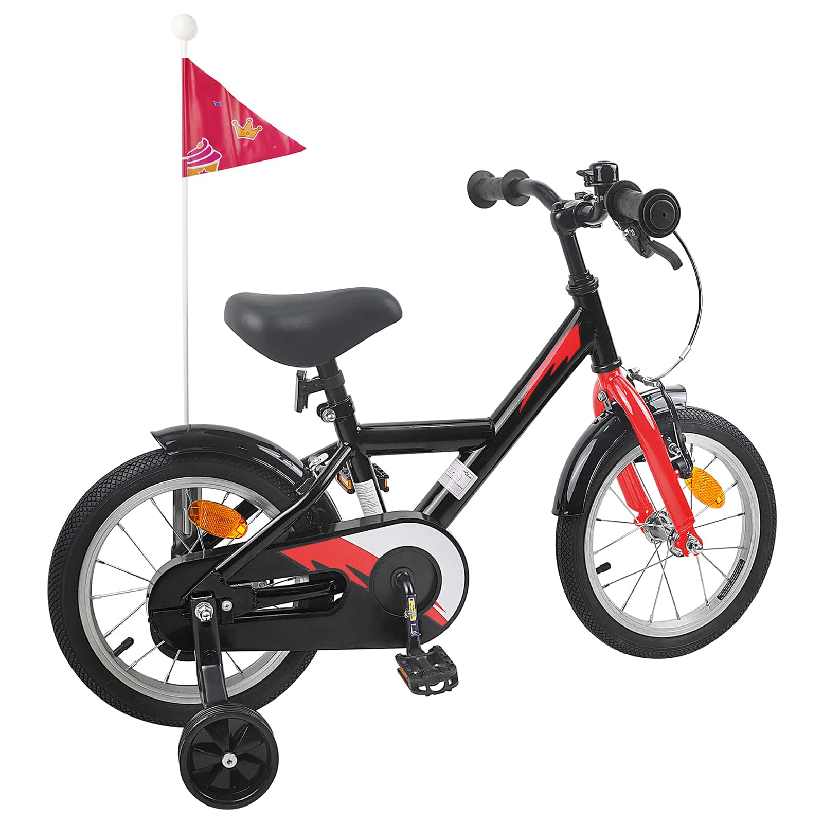 Bicicletta per Bambini 16 Pollici per bambini di 4-6 anni Nero