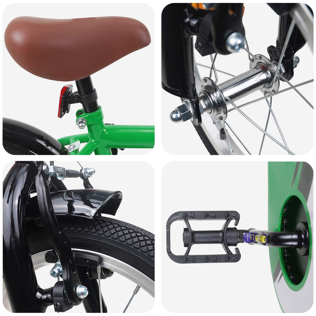 Bicicletta per Bambini 16 Pollici per bambini di 4-6 anni Verde