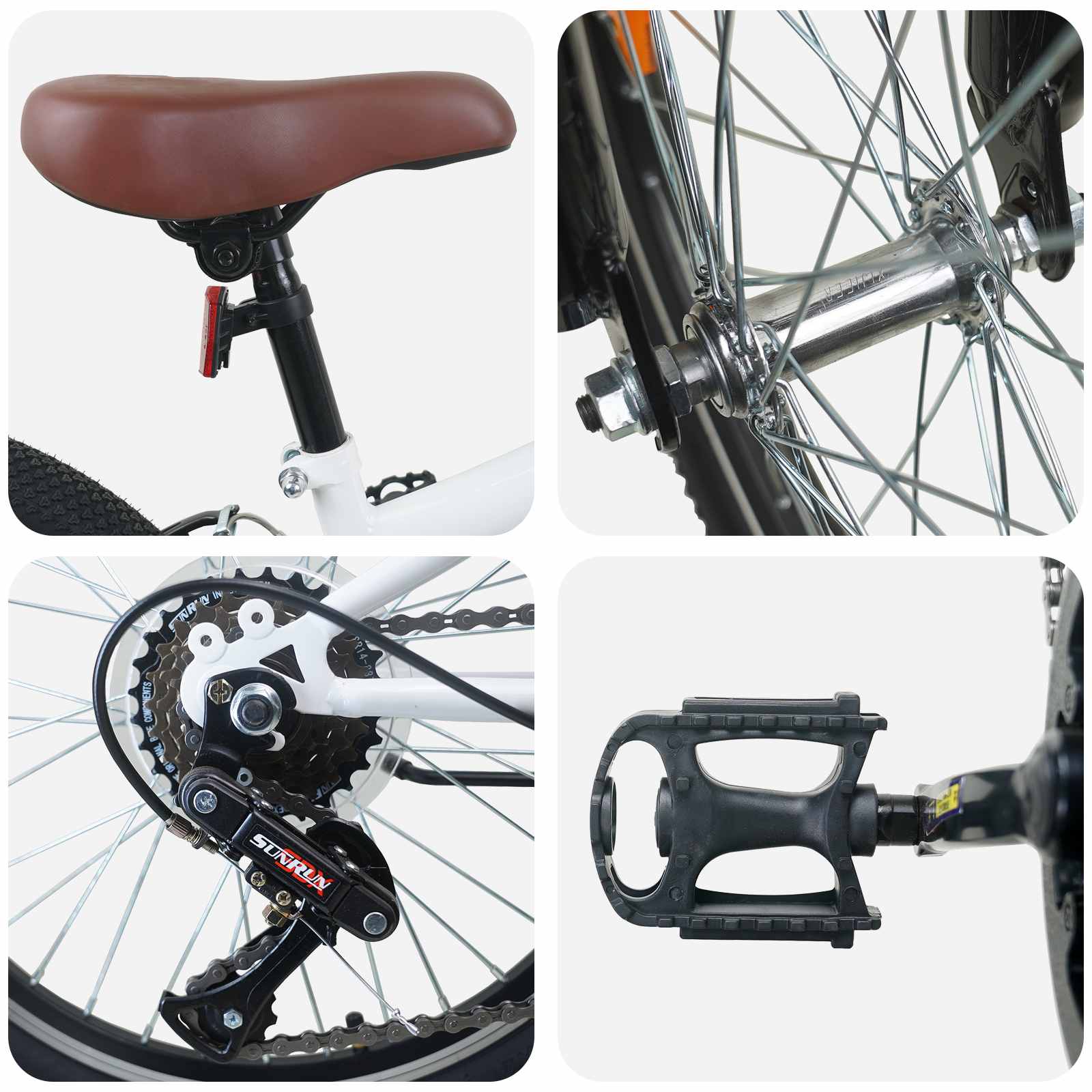 Mountain Bike 20 Pollici 6-Velocità per 5-8 anni Bianco