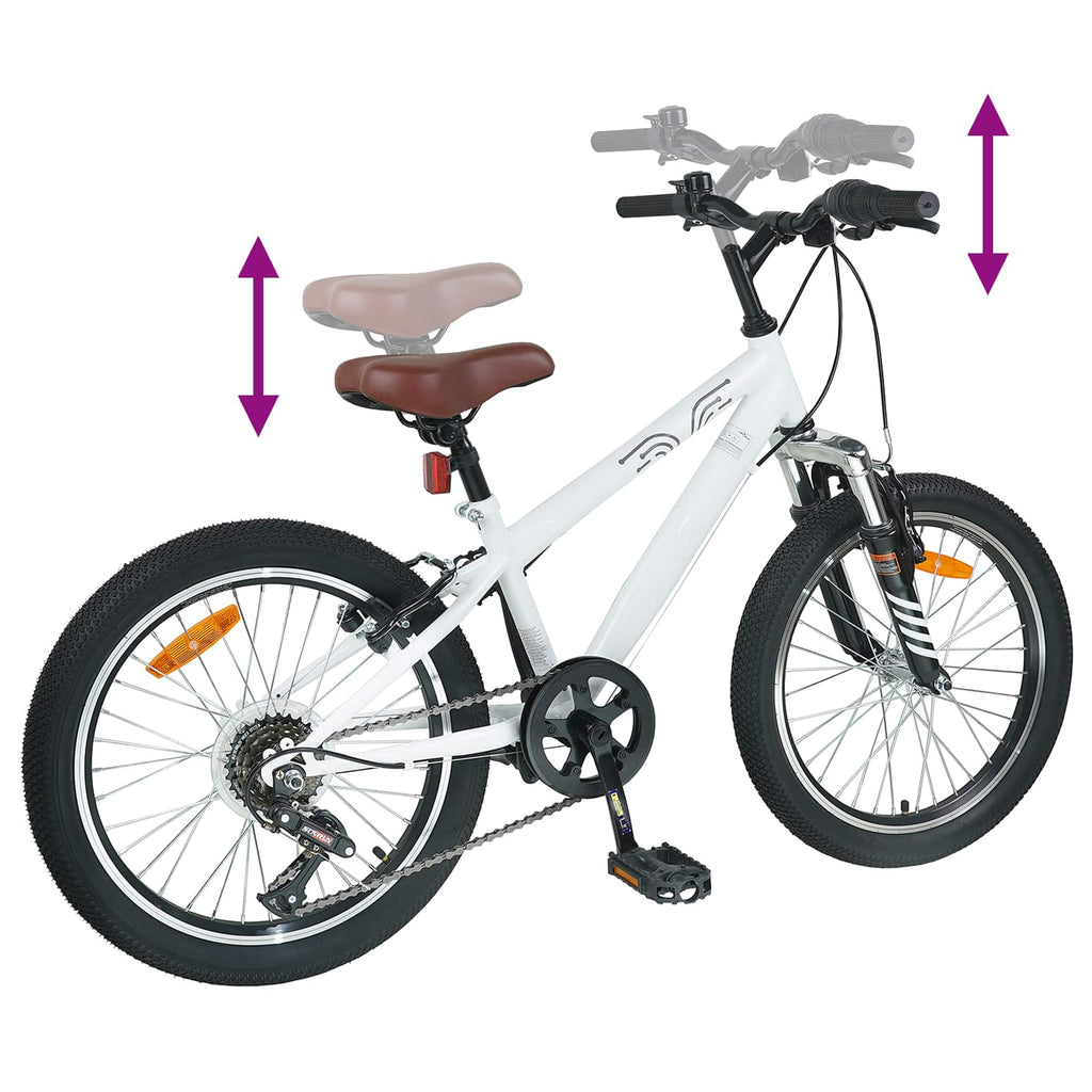 Mountain Bike 20 Pollici 6-Velocità per 5-8 anni Bianco