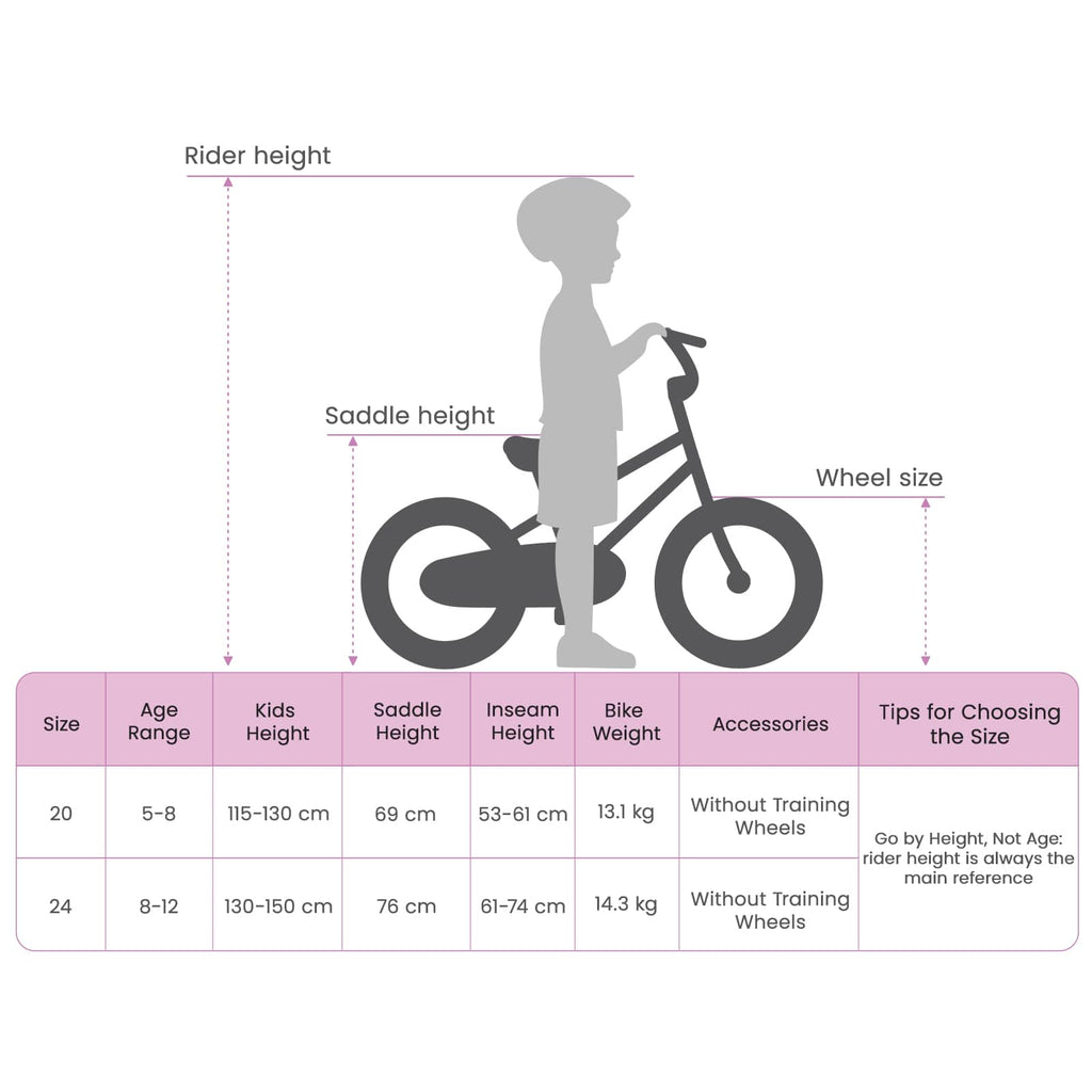 Mountain Bike 20 Pollici 6-Velocità per 5-8 anni Bianco