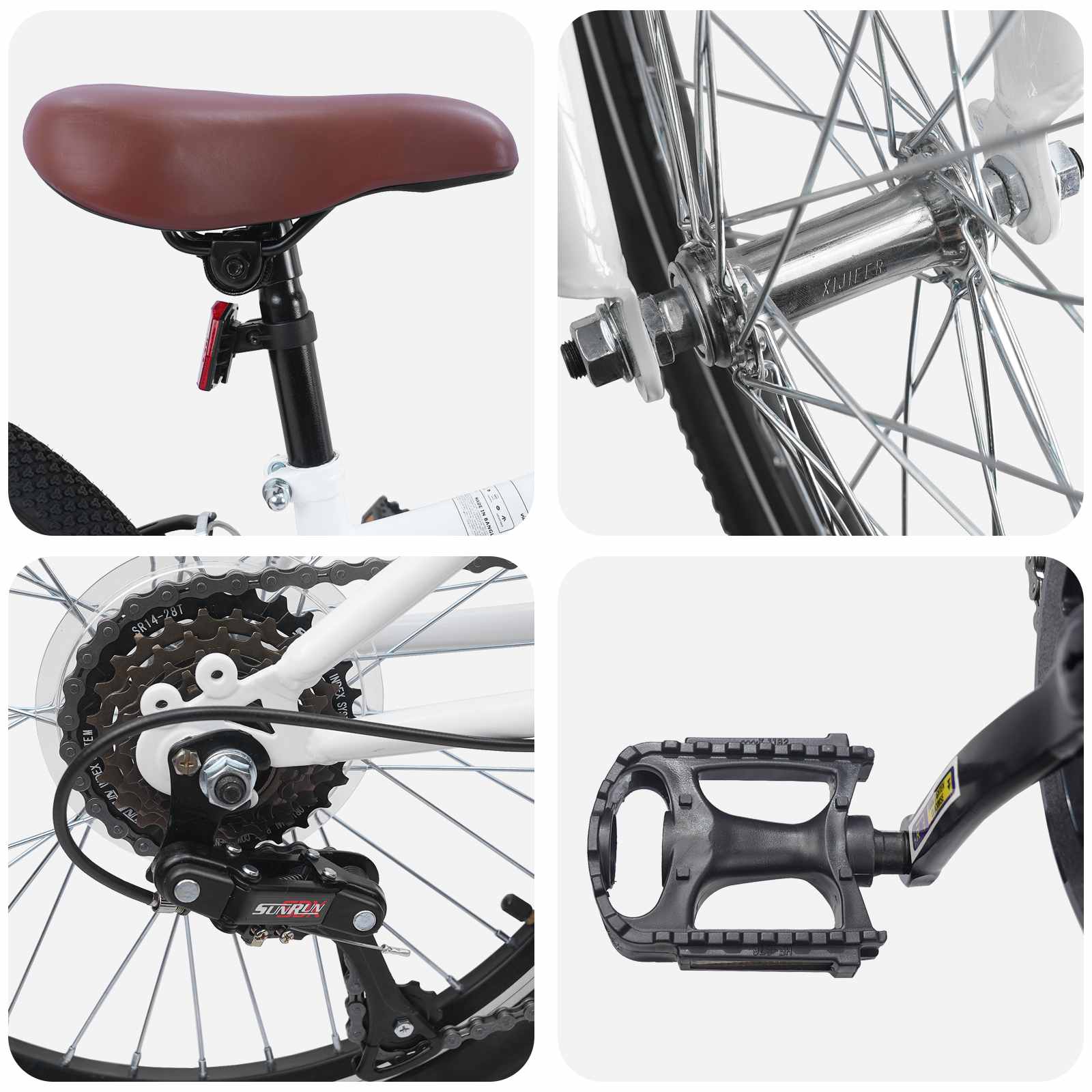 Mountain Bike 20 Pollici 6-Speed per 5-8 anni Bianco