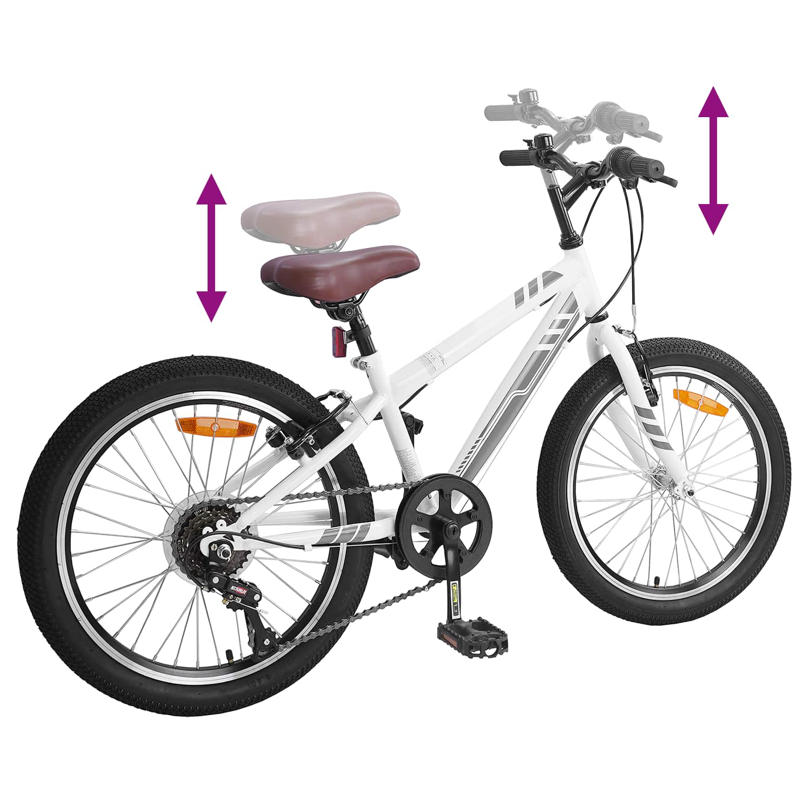 Mountain Bike 20 Pollici 6-Speed per 5-8 anni Bianco