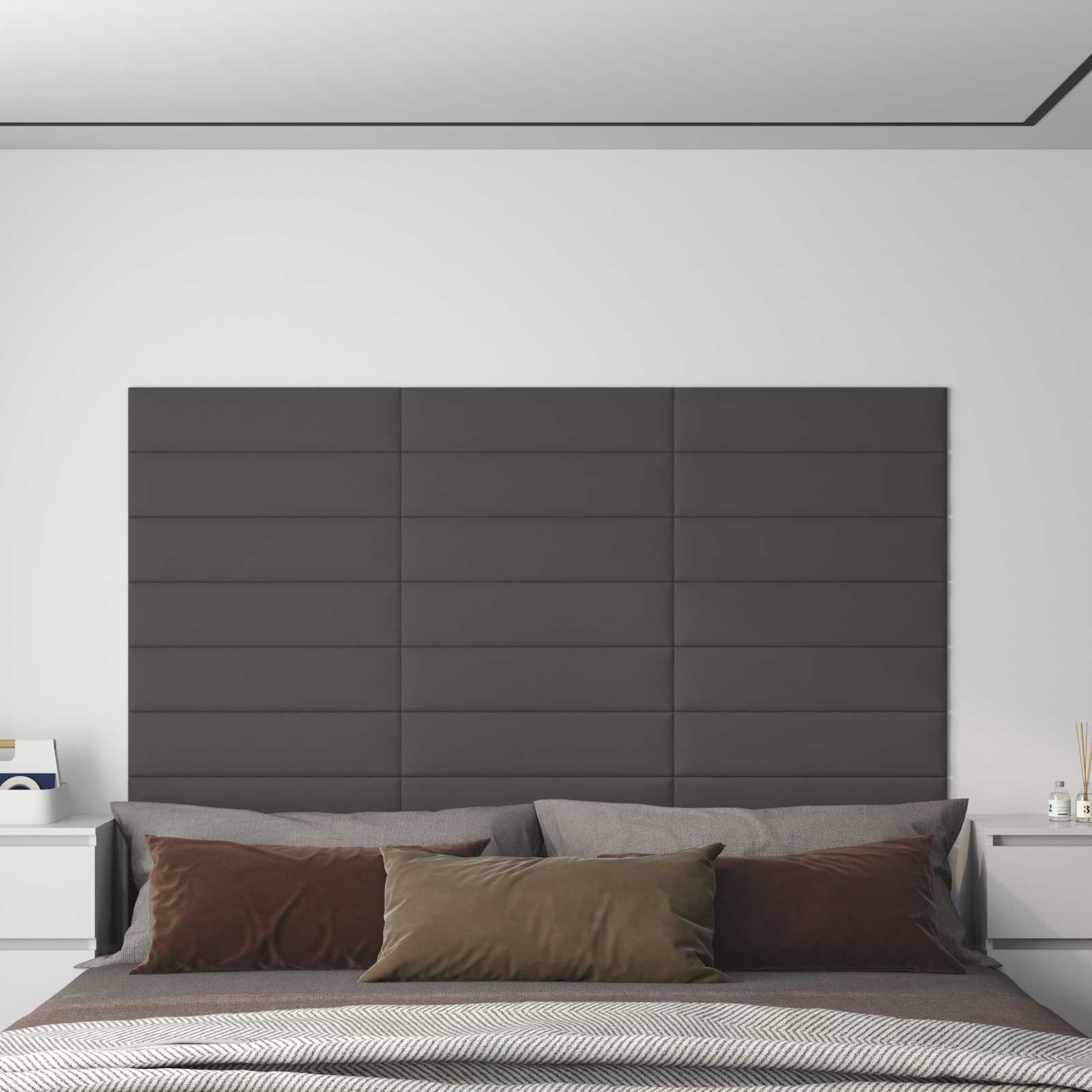 Testiera da Parete 12 pcs Grigio scuro 60 x 15 cm Tessuto