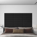 Testiera da Parete 12 pcs Nero 60 x 15 cm Tessuto