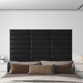 Testiera da Parete 12 pcs Nero 60 x 15 cm Tessuto