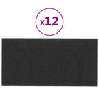 Testiera da Parete 12 pcs Nero 60 x 30 cm Tessuto