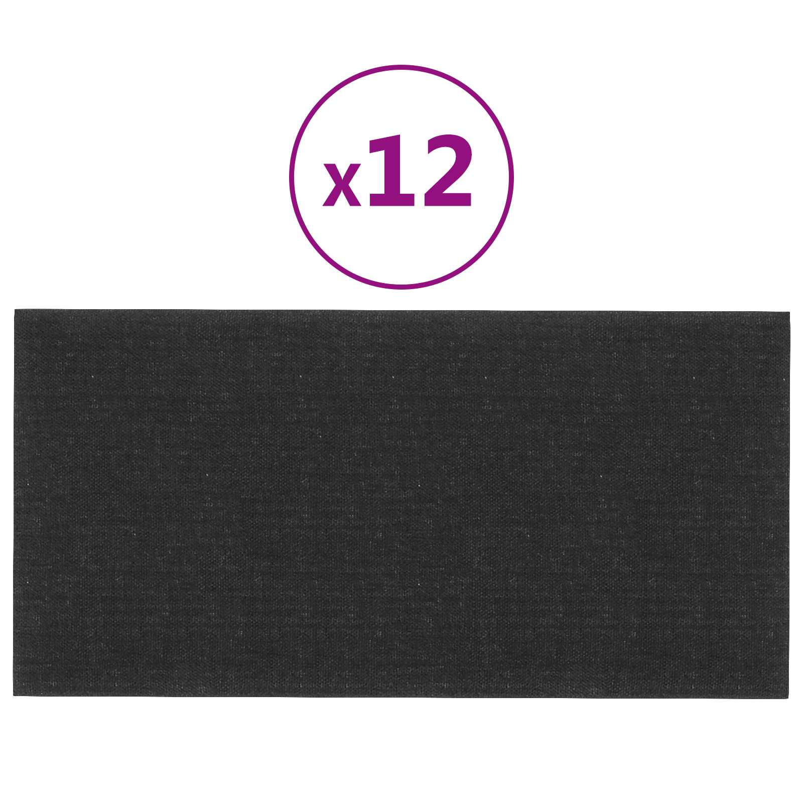 Testiera da Parete 12 pcs Nero 60 x 30 cm Tessuto