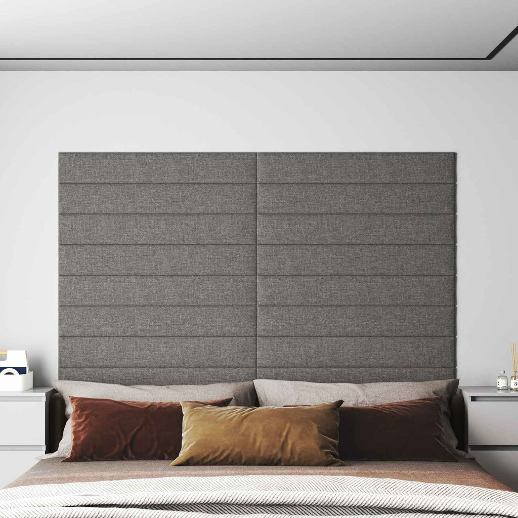 Testiera da Parete 12 pcs Grigio chiaro 90 x 15 cm Tessuto