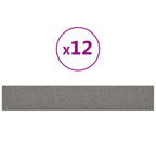 Testiera da Parete 12 pcs Grigio chiaro 90 x 15 cm Tessuto