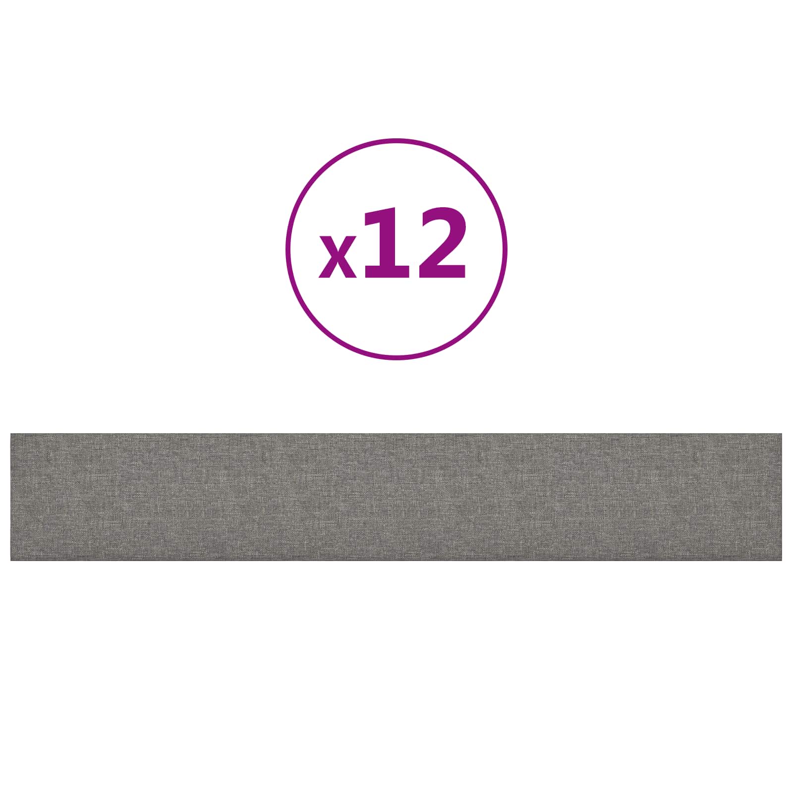 Testiera da Parete 12 pcs Grigio chiaro 90 x 15 cm Tessuto