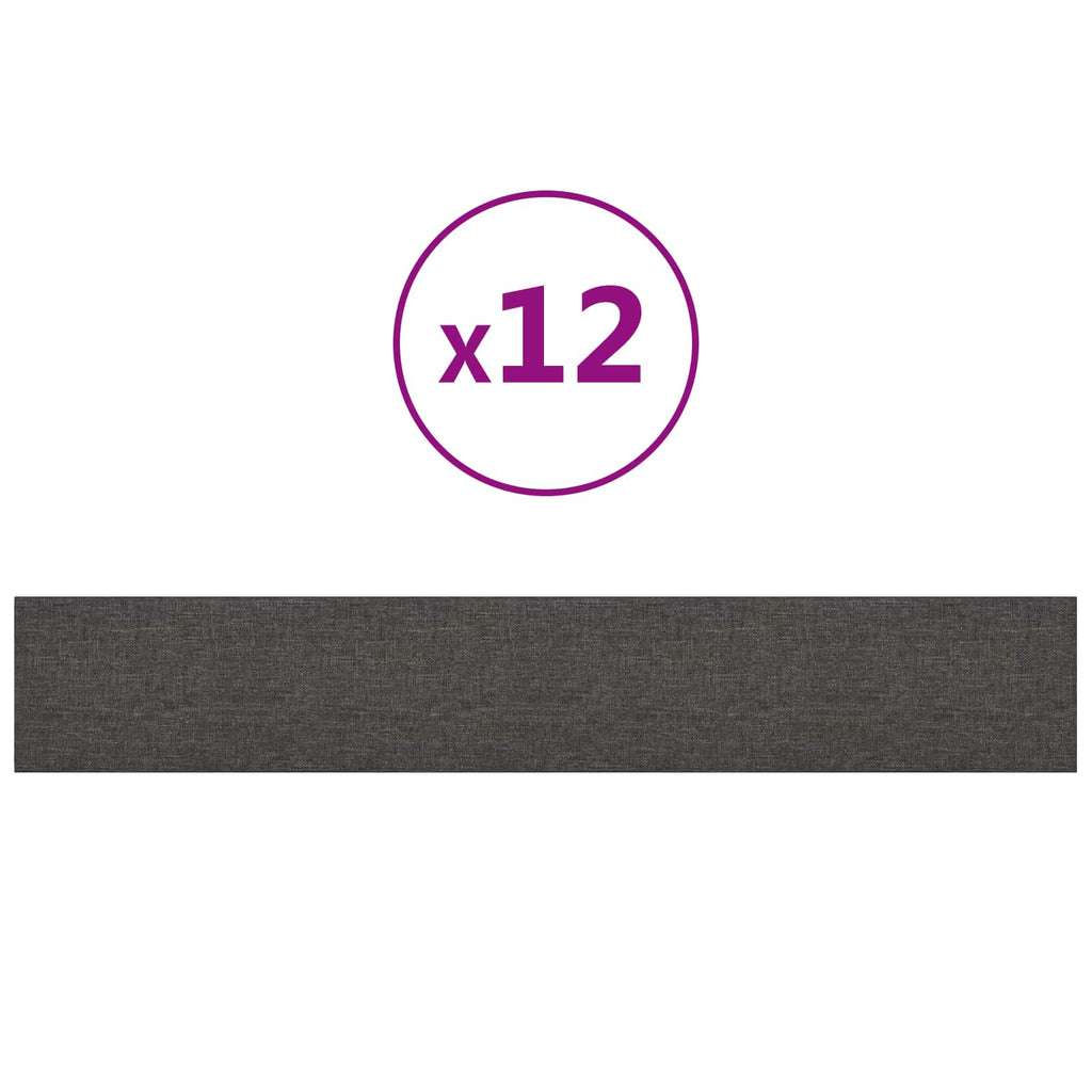 Testiera da Parete 12 pcs Grigio scuro 90 x 15 cm Tessuto