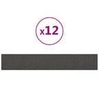 Testiera da Parete 12 pcs Grigio scuro 90 x 15 cm Tessuto