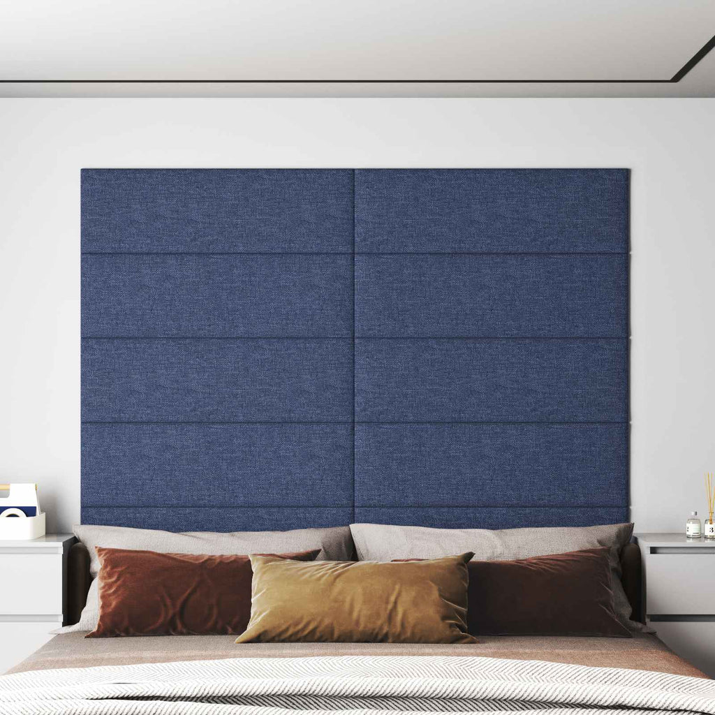 Testiera da Parete 12 pcs Blu 90 x 30 cm Tessuto