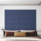 Testiera da Parete 12 pcs Blu 90 x 30 cm Tessuto