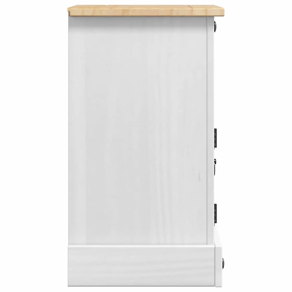 Comodino Corona Bianco 35 x 32,5 x 58 cm Pino massello
