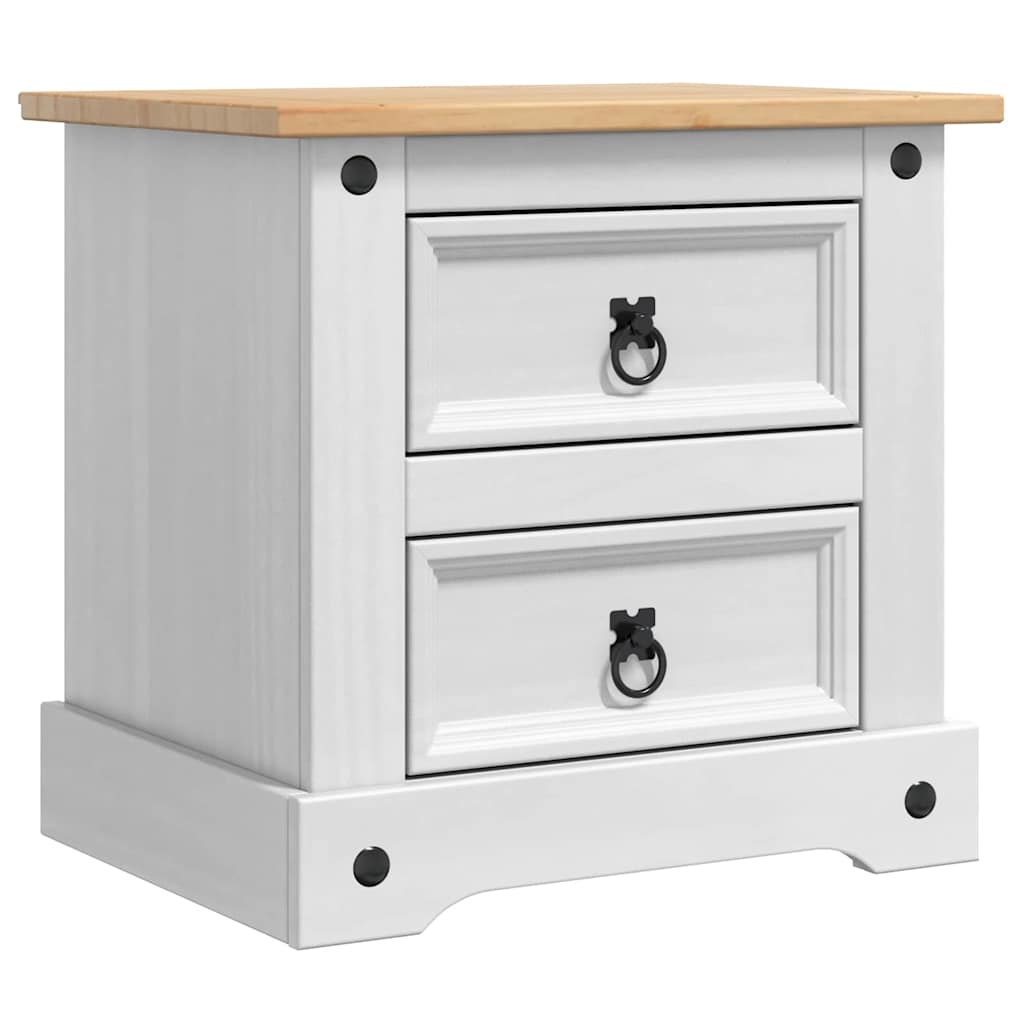 Comodino Corona Bianco 53 x 39 x 47 cm Pino massello
