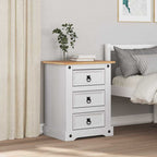 Comodino Corona Bianco 53 x 39 x 66 cm Pino massello