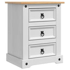 Comodino Corona Bianco 53 x 39 x 66 cm Pino massello