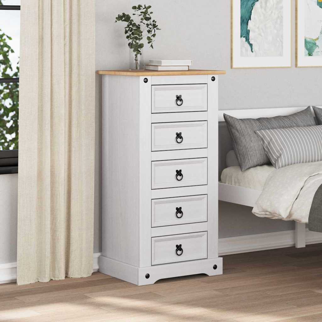 Comodino Corona Bianco 53 x 39 x 103 cm Pino massello
