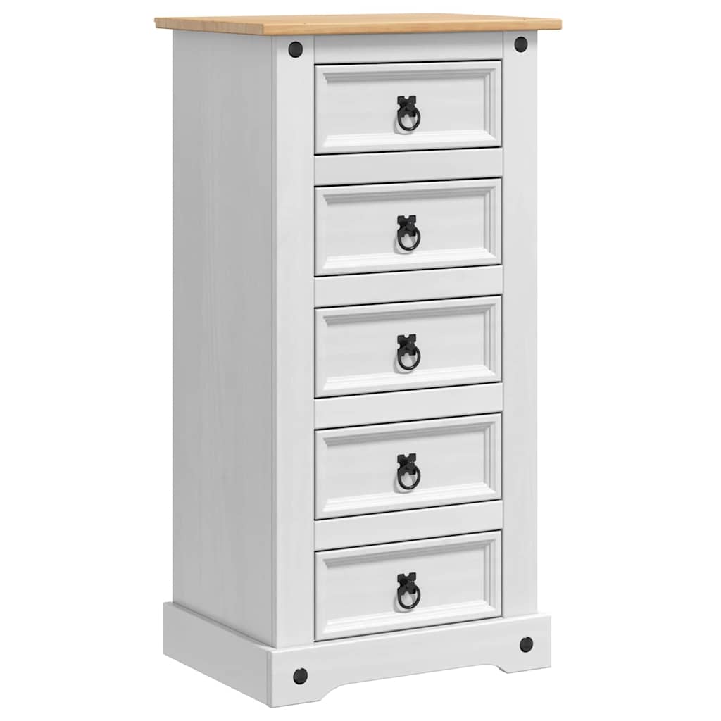 Comodino Corona Bianco 53 x 39 x 103 cm Pino massello