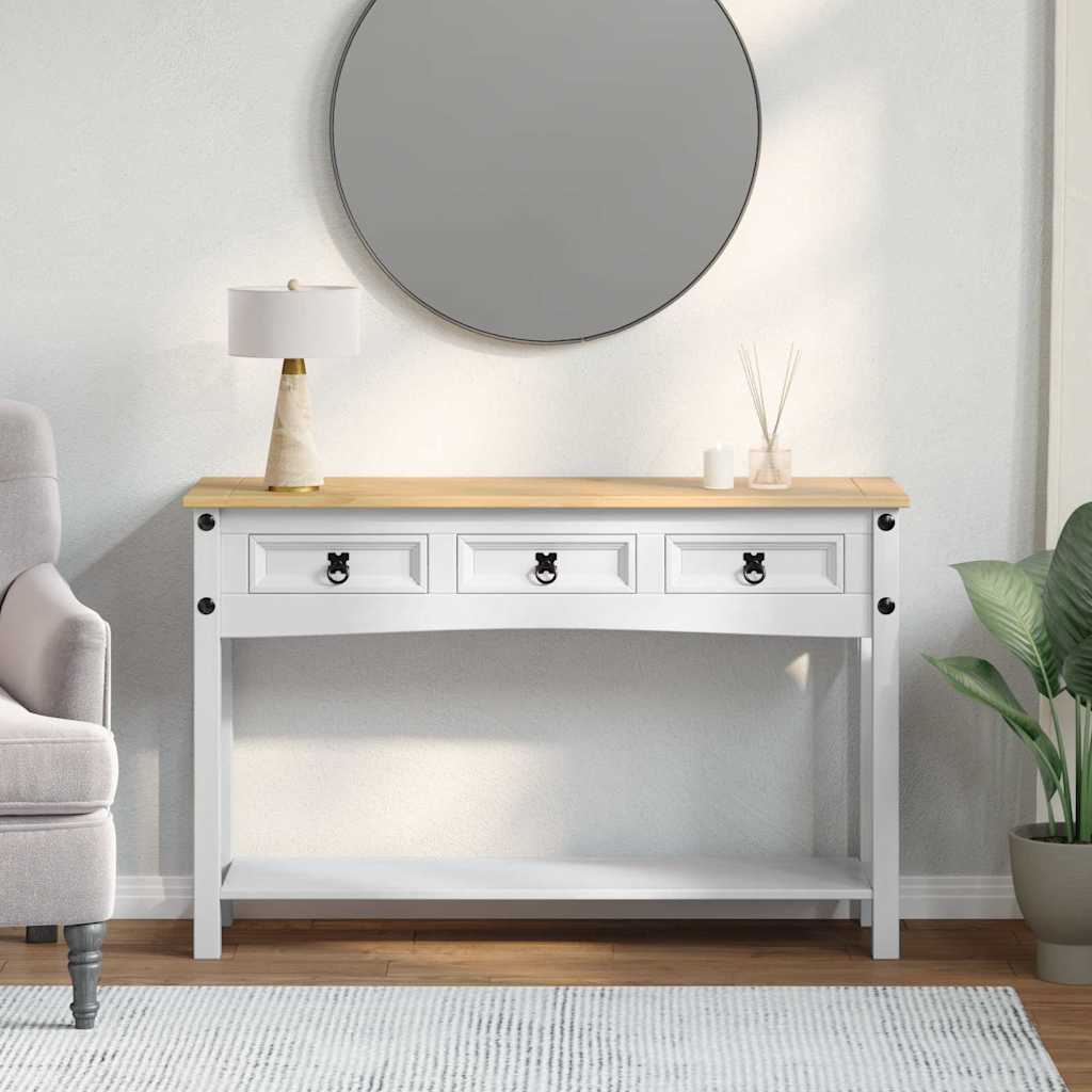 Tavolino Corona Bianco 114 x 34,5 x 73 cm Pino massello