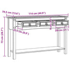Tavolino Corona Bianco 114 x 34,5 x 73 cm Pino massello