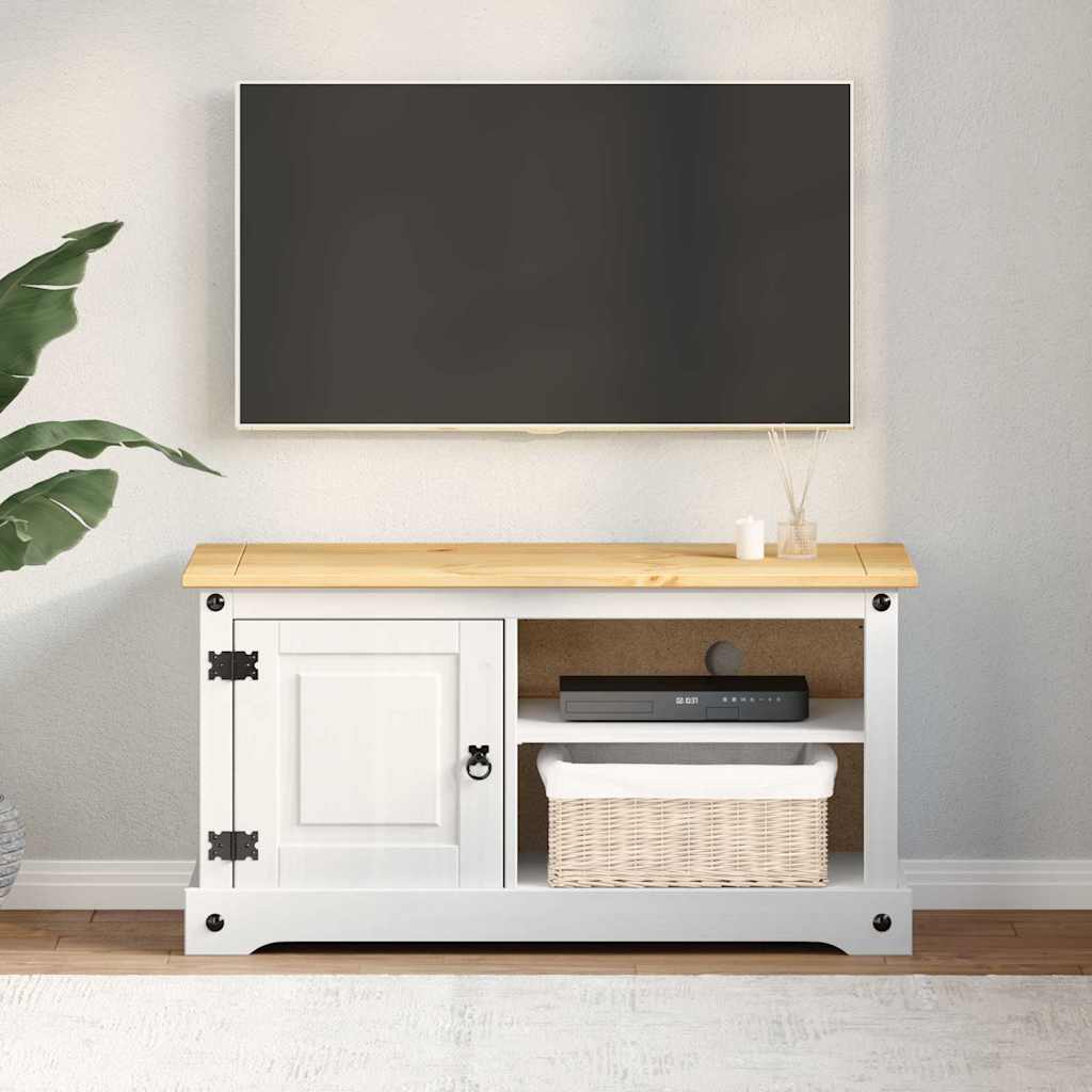 Mobile TV Corona Bianco 100 x 40 x 52 cm Pino massello
