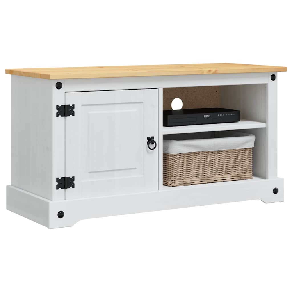 Mobile TV Corona Bianco 100 x 40 x 52 cm Pino massello